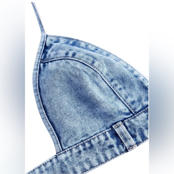 SHENHE - NWT - Denim Blue Triangle Halter Top - Picture 3 of 6